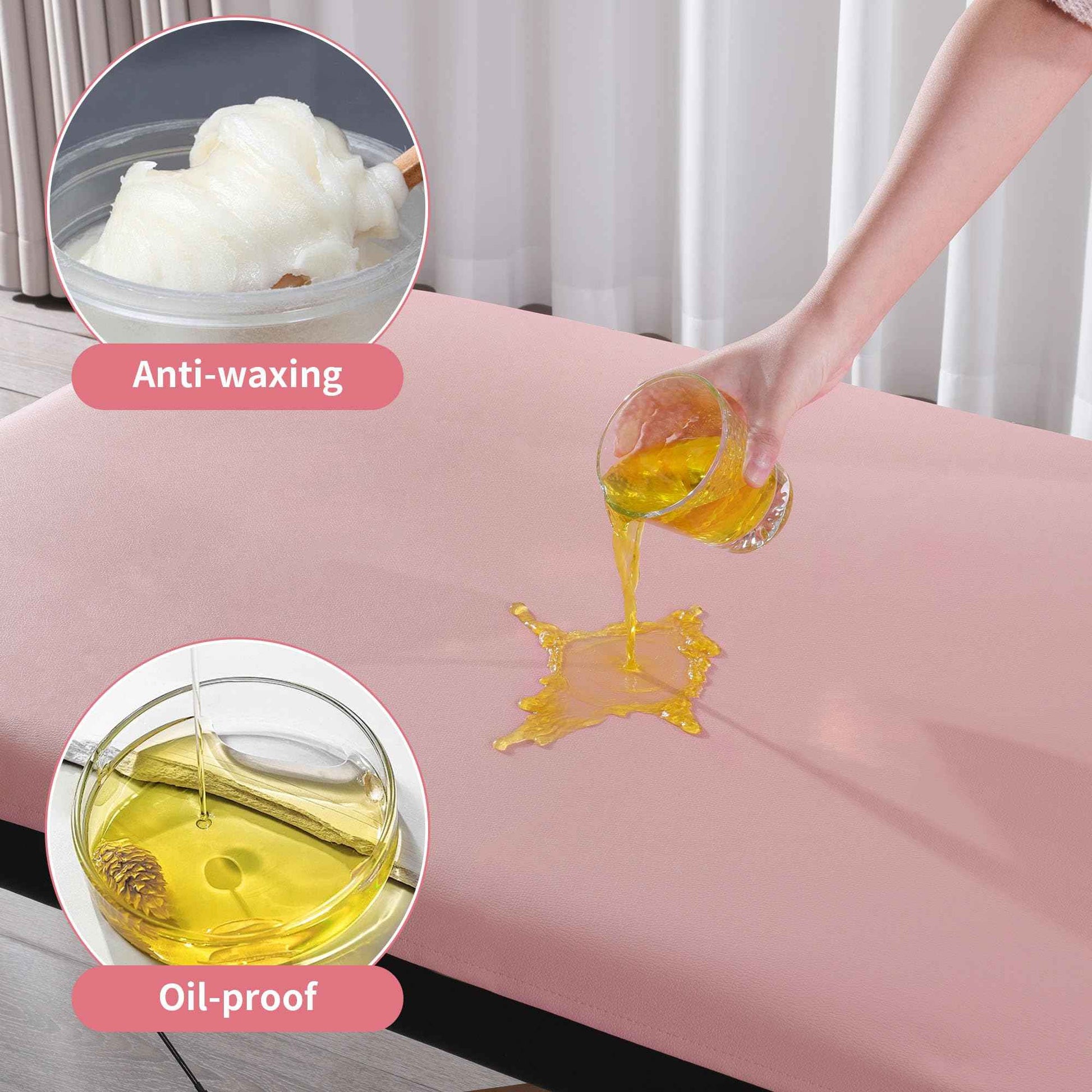 BALAPET Lash Bed Sheets Non-Sticky Sugaring and Waxing Pad Wipeable and Waterproof PU Leather Massage Table Cover Suitable for Grafting Eyelash Beds Massage Tables,SPA,Beauty(Pink)