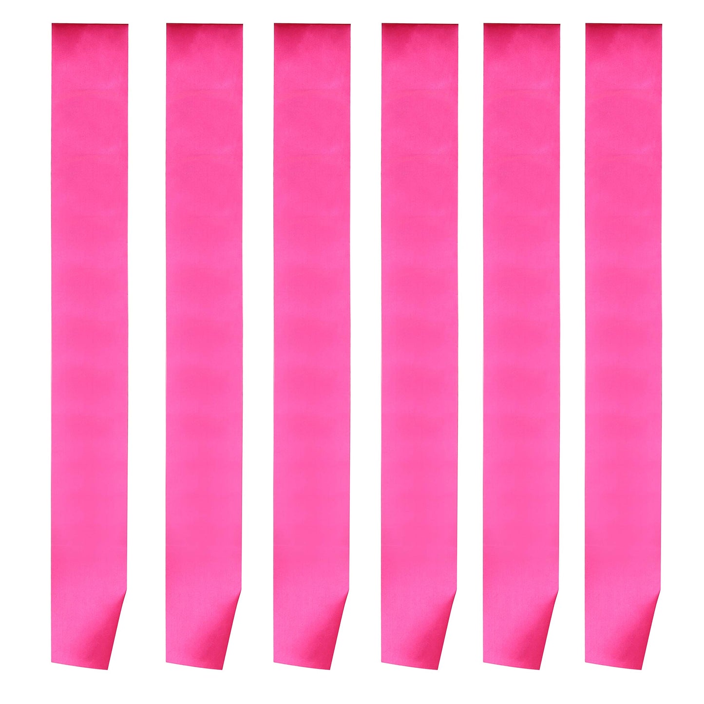 I-MART Pack of 6 Blank Satin Sash, Princess, Beauty Queen, Homecoming, Winner, Mayor, Make Your Own Pins, Party Plain Pageant Sashes, Hot Pink