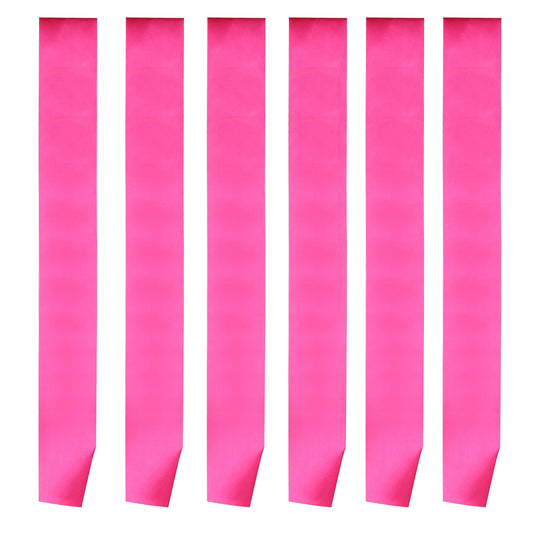 I-MART Pack of 6 Blank Satin Sash, Princess, Beauty Queen, Homecoming, Winner, Mayor, Make Your Own Pins, Party Plain Pageant Sashes, Hot Pink