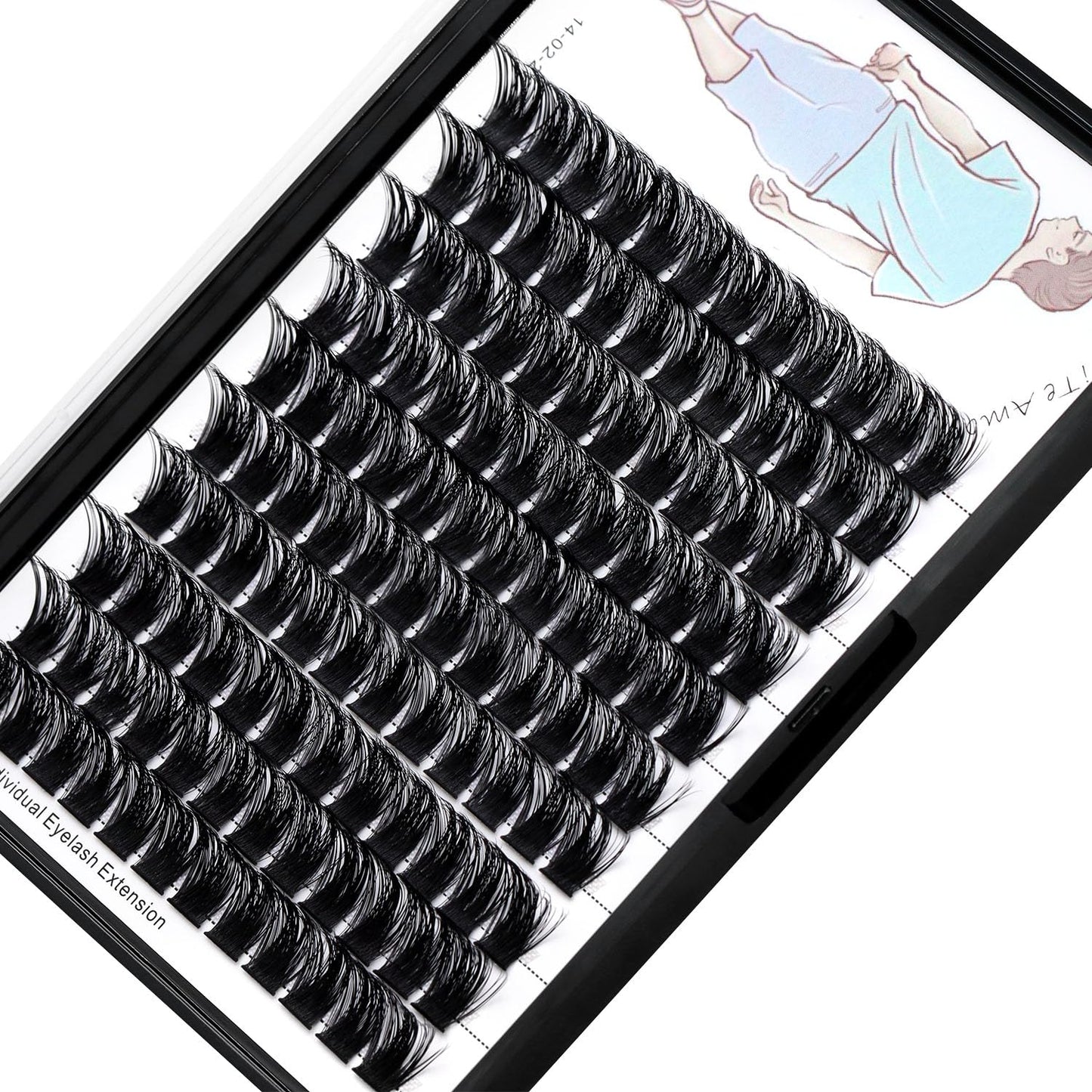 Dedila Large Tray-Grafted Wide Stem Individual False Eyelashes Thick Base 120 Clusters D Curl Natural Long Volume Eye Lashes Extensions Dramatic Look 8-20mm Available (20mm)