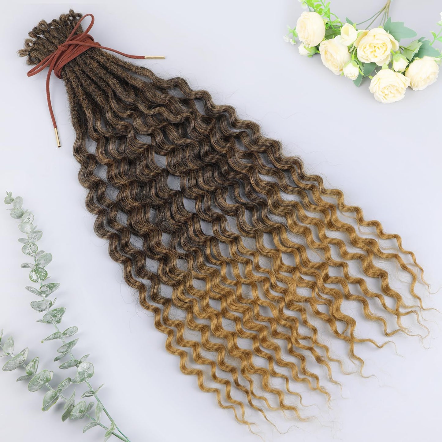 WIGNEE 24 Inches 10 Strands Curly Dreadlock Extensions Single Ended Synthetic Dreads Boho Dreadlocks Extension Braid in Dreads Extensions