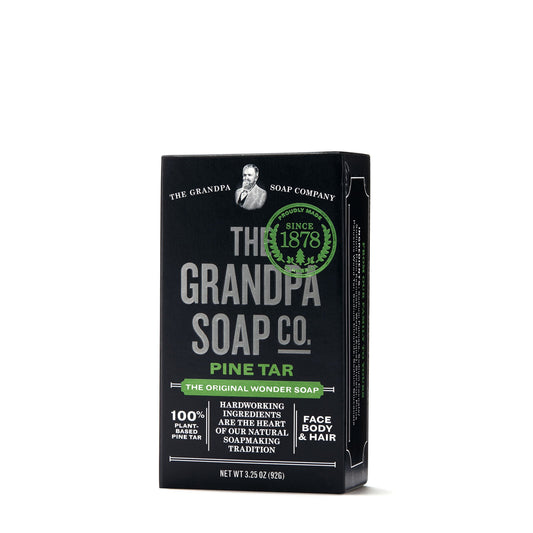 The Grandpa Soap Company Pine Tar Bar Soap for Men- Made With 100% Plant-Based Pine Tar Oil, 3 in 1 Cleanser Deodorizer and Moisturizer, Dermatologist Tested, Safe for Sensitive Skin, 3.25 Oz, 6 Pack