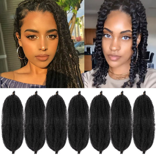 7 Packs Marley Hair 14 Inch Marley Twist Braiding Hair Pre Separated Springy Afro Twist Hair Pre Fluffed Kinky Twist Hair for Braiding Natural Synthetic Cuban Twist Hair Extensions(14",1B)