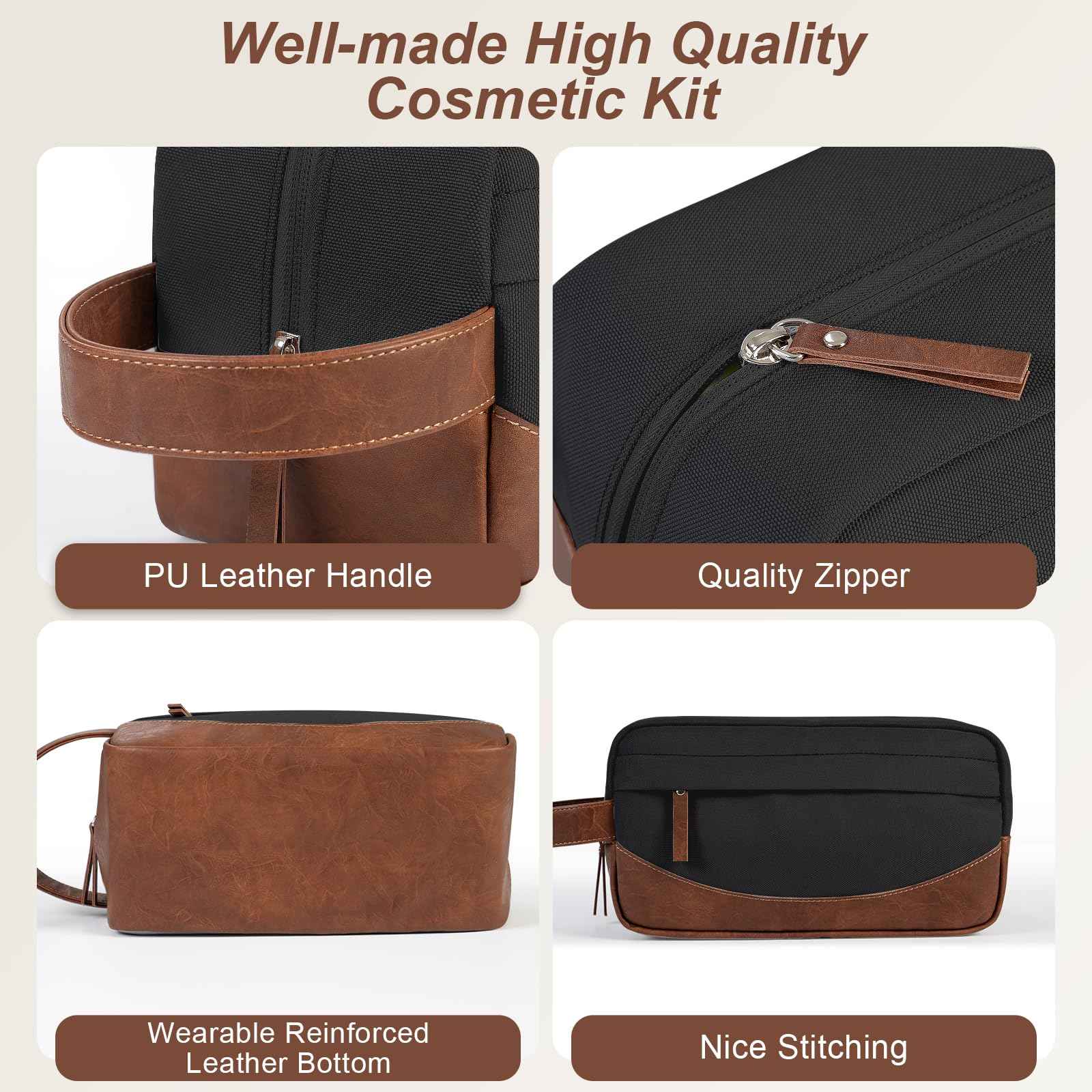 Ezday Travel Toiletry Bag for Men, Hanging Toiletry Organizer, Water Resistant Shaving Kit with Large Capacity for Travel Accessories (Black, Medium)