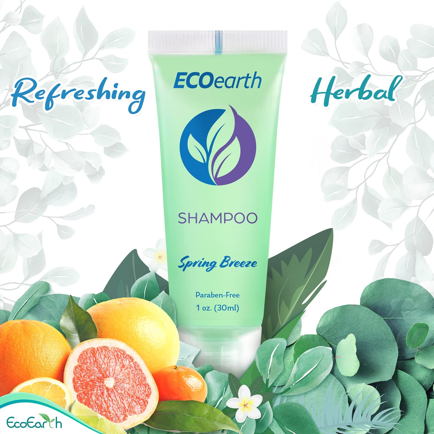 EcoEarth Travel Size Hotel Shampoo (1 fl oz, 100 Pack, Spring Breeze), Delight Your Guests with Revitalizing and Refreshing Shampoo for Guest Hospitality, Small Size Luxury Shampoo in Bulk