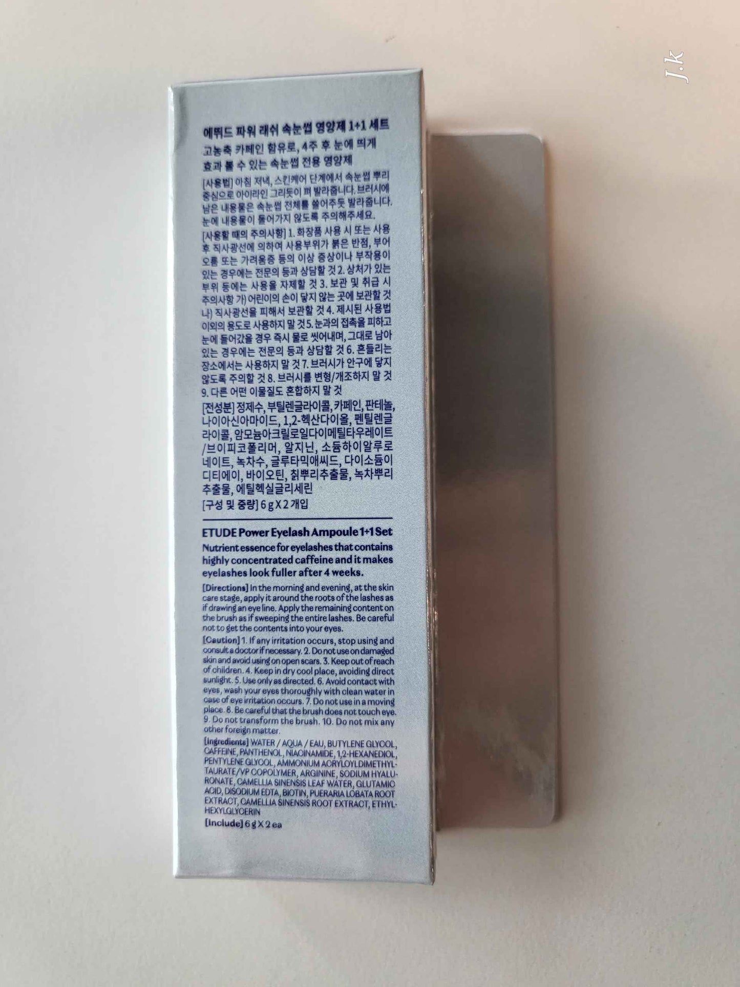 ETUDE Power Eyelash Ampoule 1+1 Set, Lash and Brow Treatment, Caffeine-Infused, Ultra Slim Tip, Lash Booster, Korean Makeup, Beauty (1.31 Fl Oz)