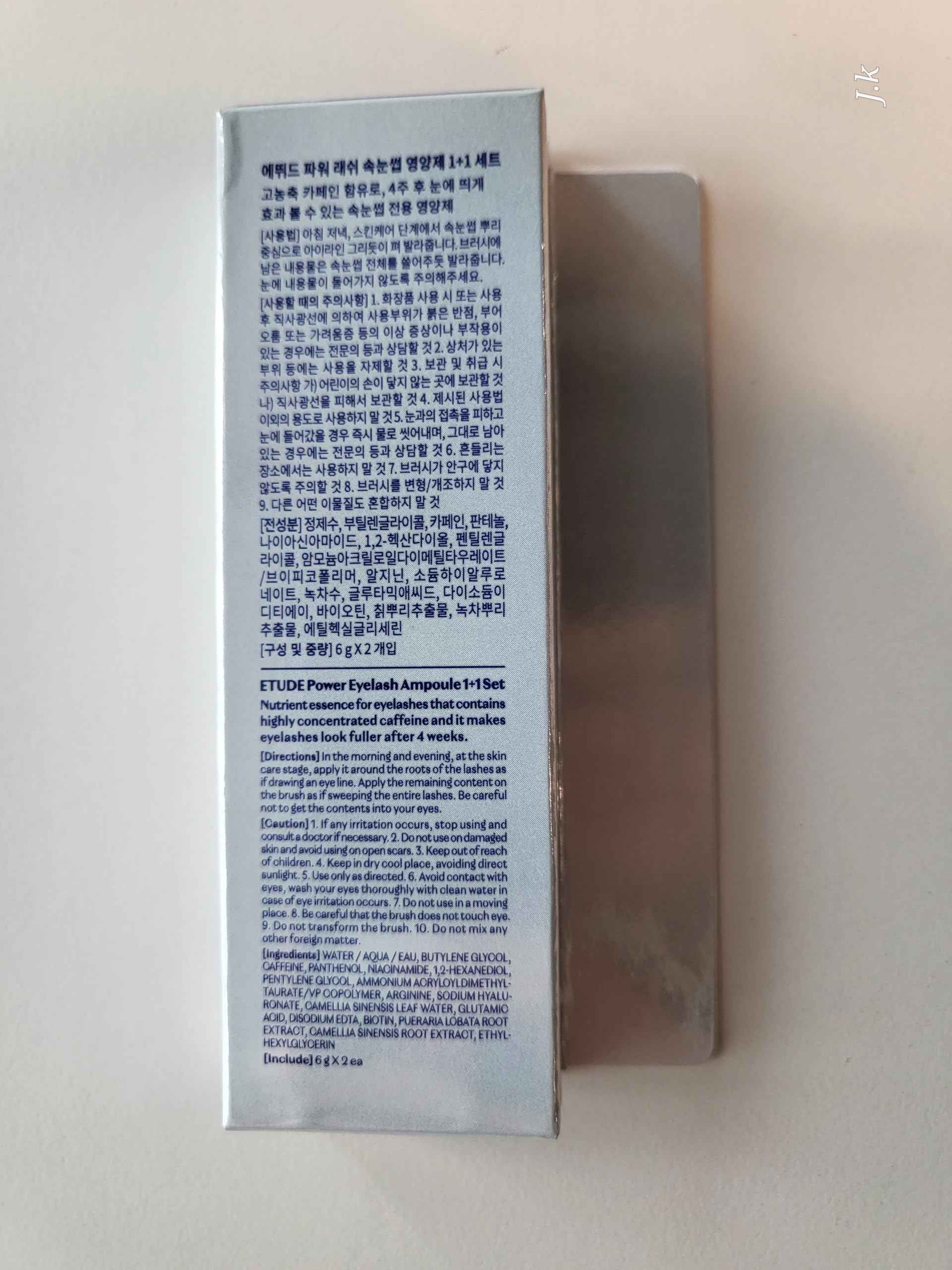 ETUDE Power Eyelash Ampoule 1+1 Set, Lash and Brow Treatment, Caffeine-Infused, Ultra Slim Tip, Lash Booster, Korean Makeup, Beauty (1.31 Fl Oz)