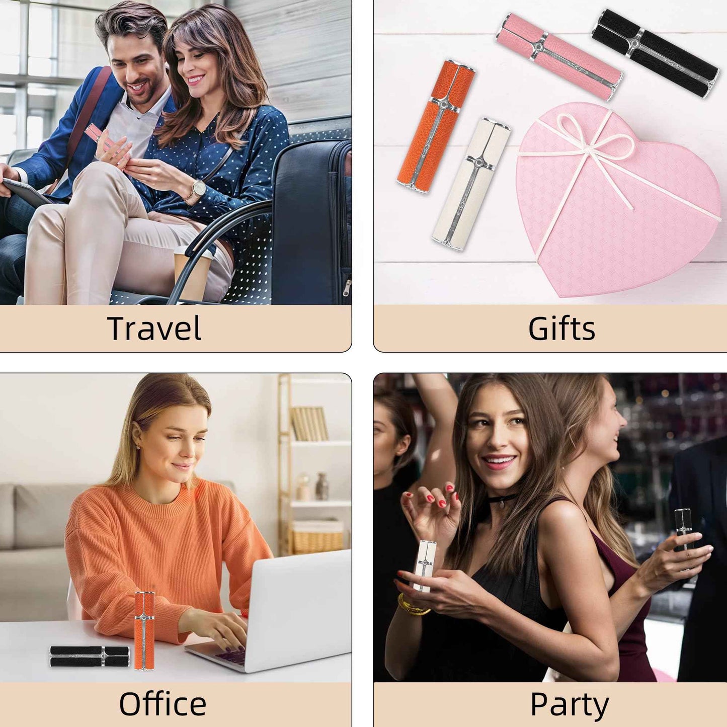 muilsae AF00BK Leather Perfume atomiser, 10ml Bottom Fill Travel Perfume Bottle, Refillable Perfume Dispenser for Women & Men (Black)