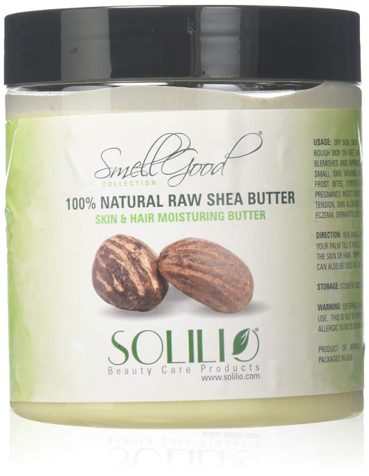 SmellGood - Pure Unrefined Shea Butter, totally natural and organic, ivory color, packed in 16 oz Jar, 1 Unit