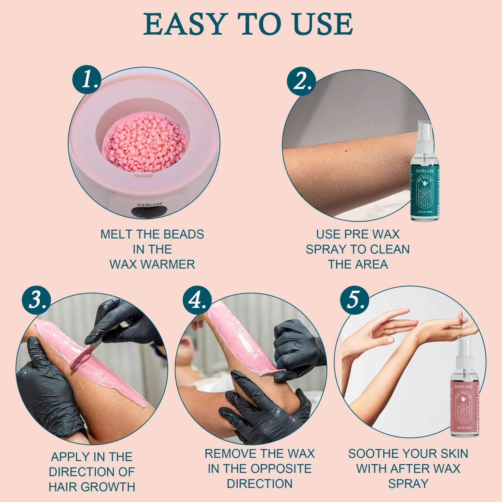 EVERLUXE Waxing Kit for Women Hair Removal with Silicone Wax Warmer Liner, Digital Waxing Machine Hard Wax Kit for Full Body, Arms, Legs, Face, Bikini, Brazilian Wax Kit for Women Men Sensitive Skin