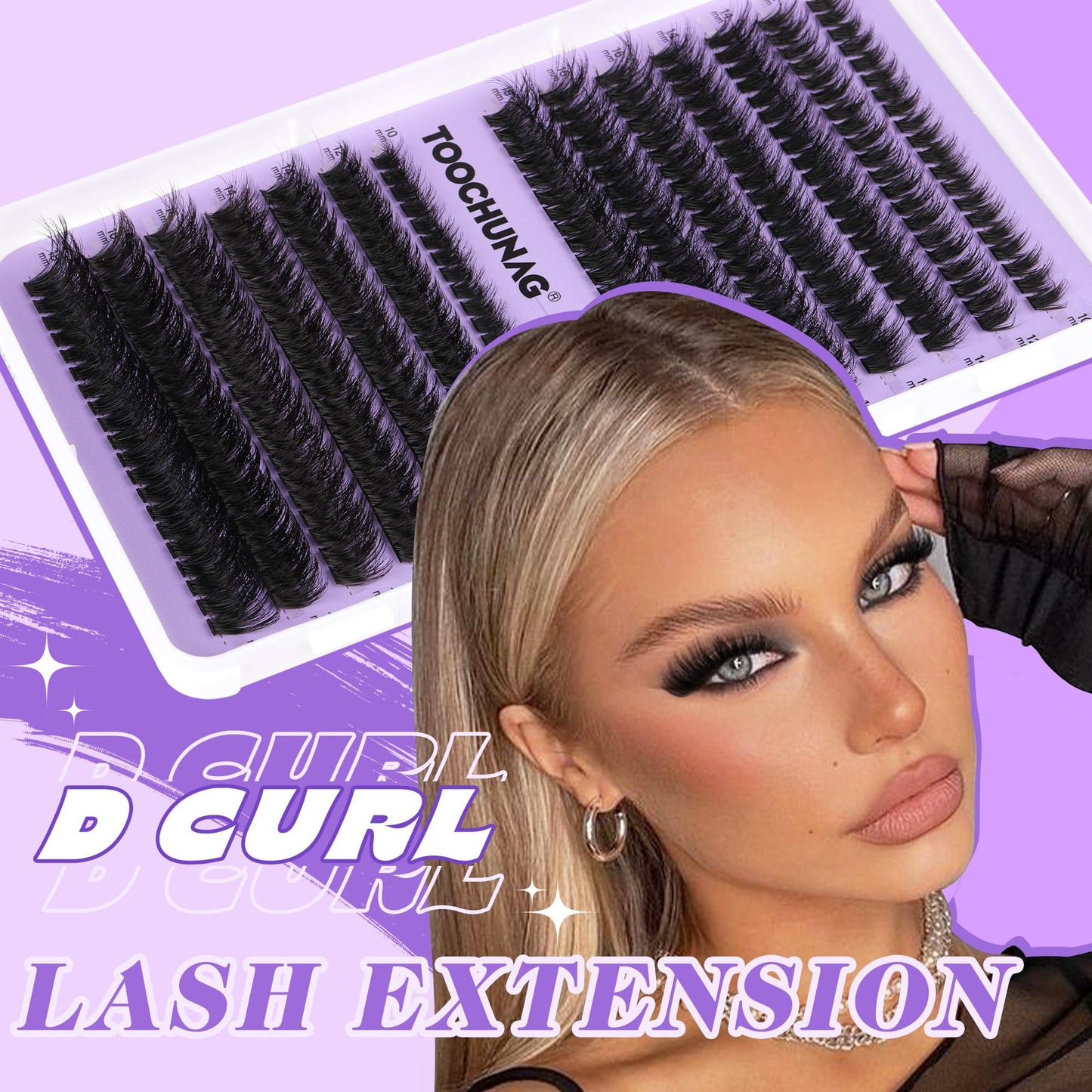 TOOCHUNAG Fluffy Clusters Lash Extension Kit Thick Eyelash Extension Kit 60D+80D Wispy Cluster Individual Lashes Kit with Lash Bond and Seal, Lash Remover, Eyelashes Tweezers (280Pcs,10-18mm)