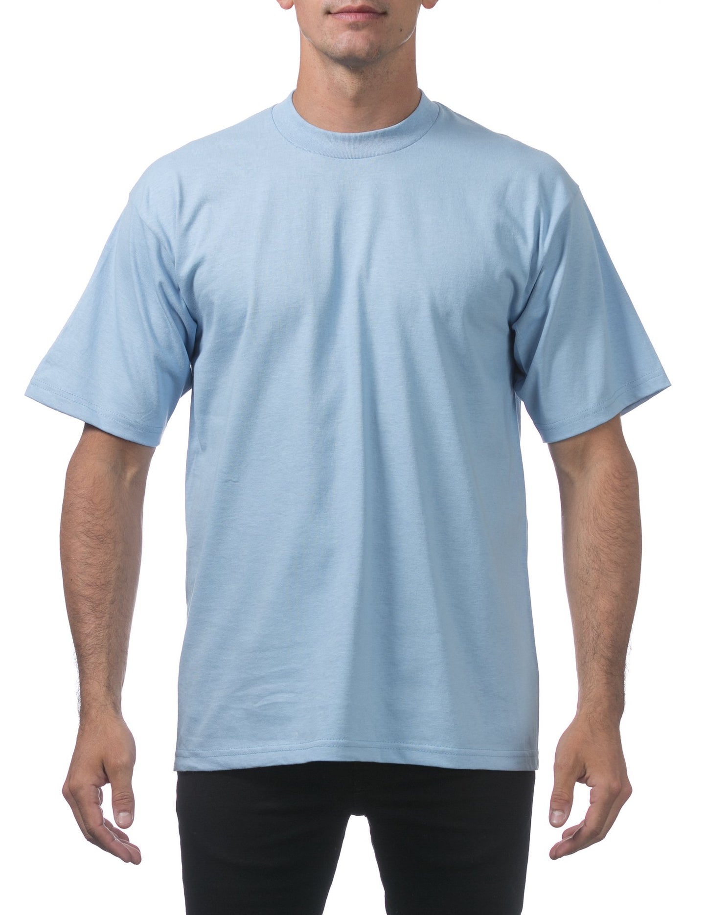 Pro Club Men's Heavyweight Cotton Short Sleeve Crew Neck T-Shirt, Sky Blue, Small