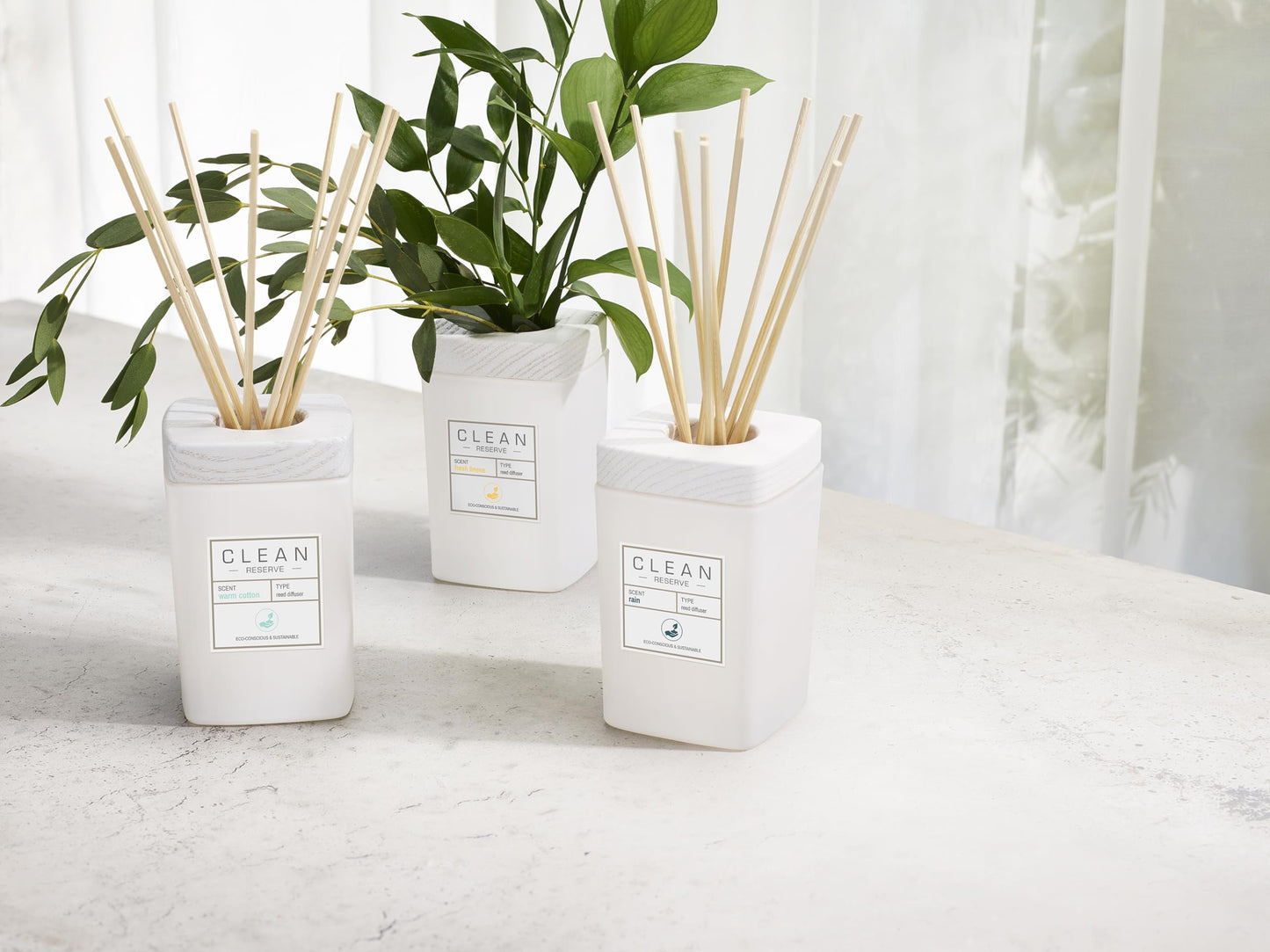 CLEAN RESERVE Home Liquid Reed Diffuser | Natural Rattan Reeds in Reusable Glass Vase | 100% Vegan Oil | Aroma Lasts Up to 90 days | 6.0 oz/177 mL