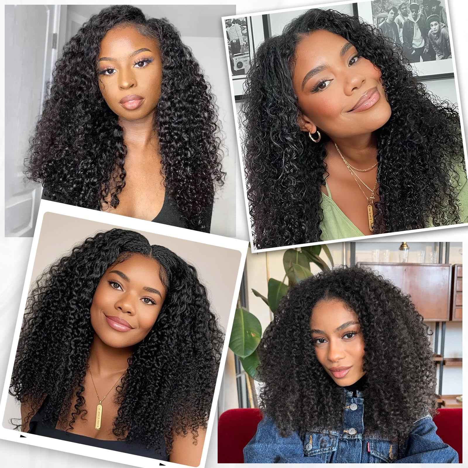 V Part Burmese Curly Wig for Black Women, Glueless Protein Silk Synthetic Curl Upgraded U Part Wigs Soft Natural Human Hair Feel, Lightweight Beginner Friendly Upart, Daily Wear/Time-Saving Vpart