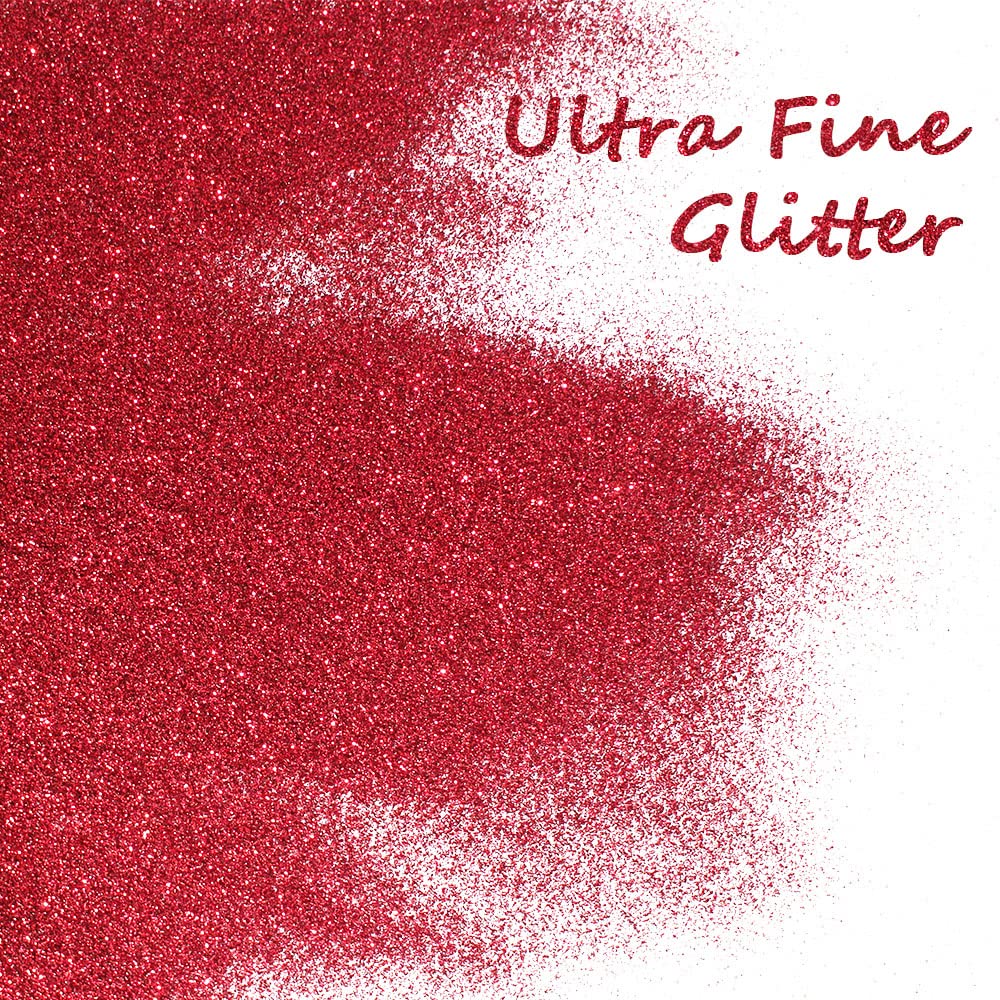 Holographic Ultra Fine Glitter Powder for Resin, 150g Extra Fine Glitter for Tumblers, Makeup Face Eye Hair Body, Crafts Painting Arts, Nail Art DIY Decoration (Xmas Red)