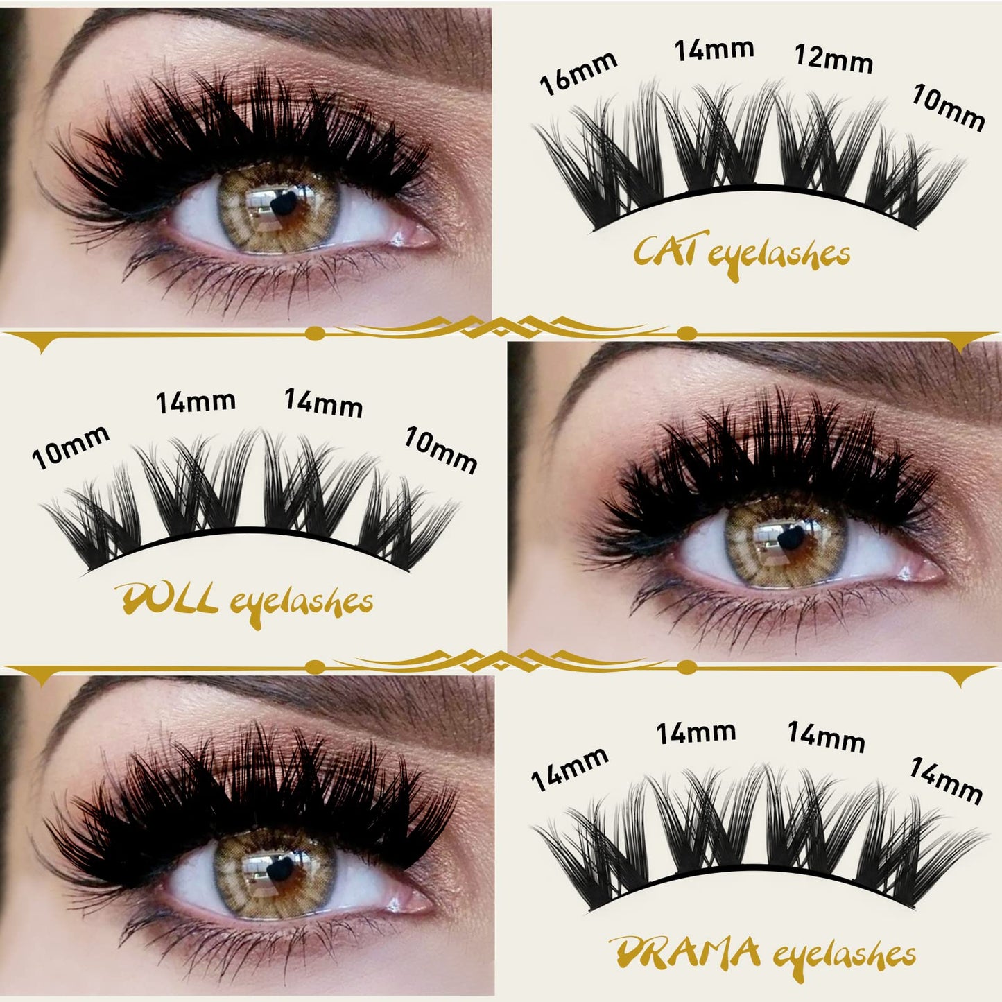 Lash Clusters B17 Mixed Tray Manga Lashes 72PCS Spiky Individual Lashes Clusters Lashes DIY Eyelash Extensions Anime Lashes Soft Wispy Eyelash Clusters Extensions Cluster DIY at Home(B17,D-10-16)