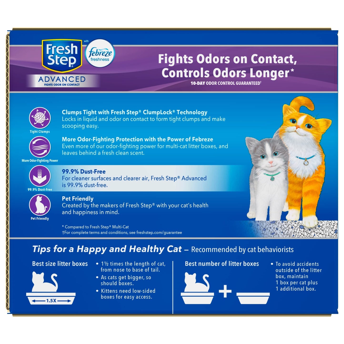 Fresh Step Clumping Cat Litter, Multi-Cat, Advanced Long Lasting Odor Control Kitty Litter with Activated Charcoal, Low Dust Formula, 18.5 lb