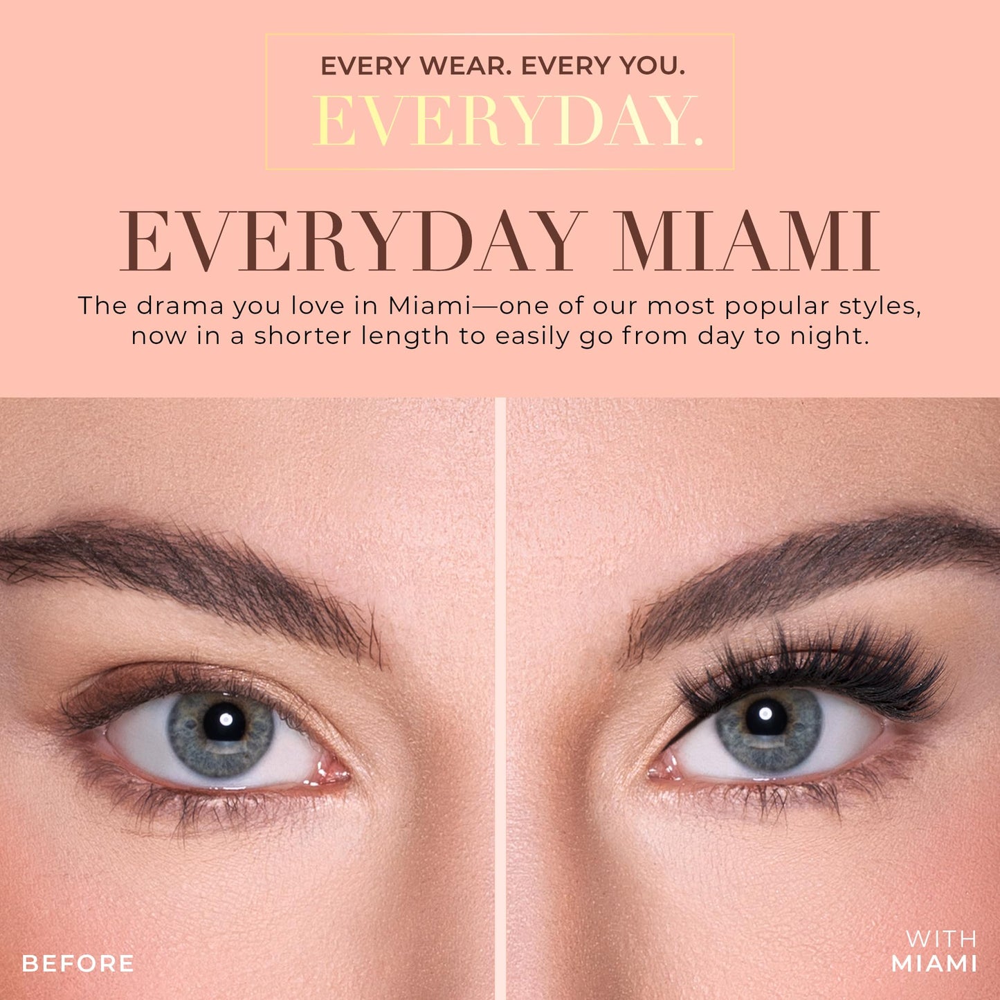 Lilly Lashes Everyday Miami Natural Lashes - Faux Mink Natural Eyelashes, False Eyelashes Everyday Use, Cat Eye Lashes, Individual Lashes Reusable up to 20x, No Lash Glue Included (13mm)