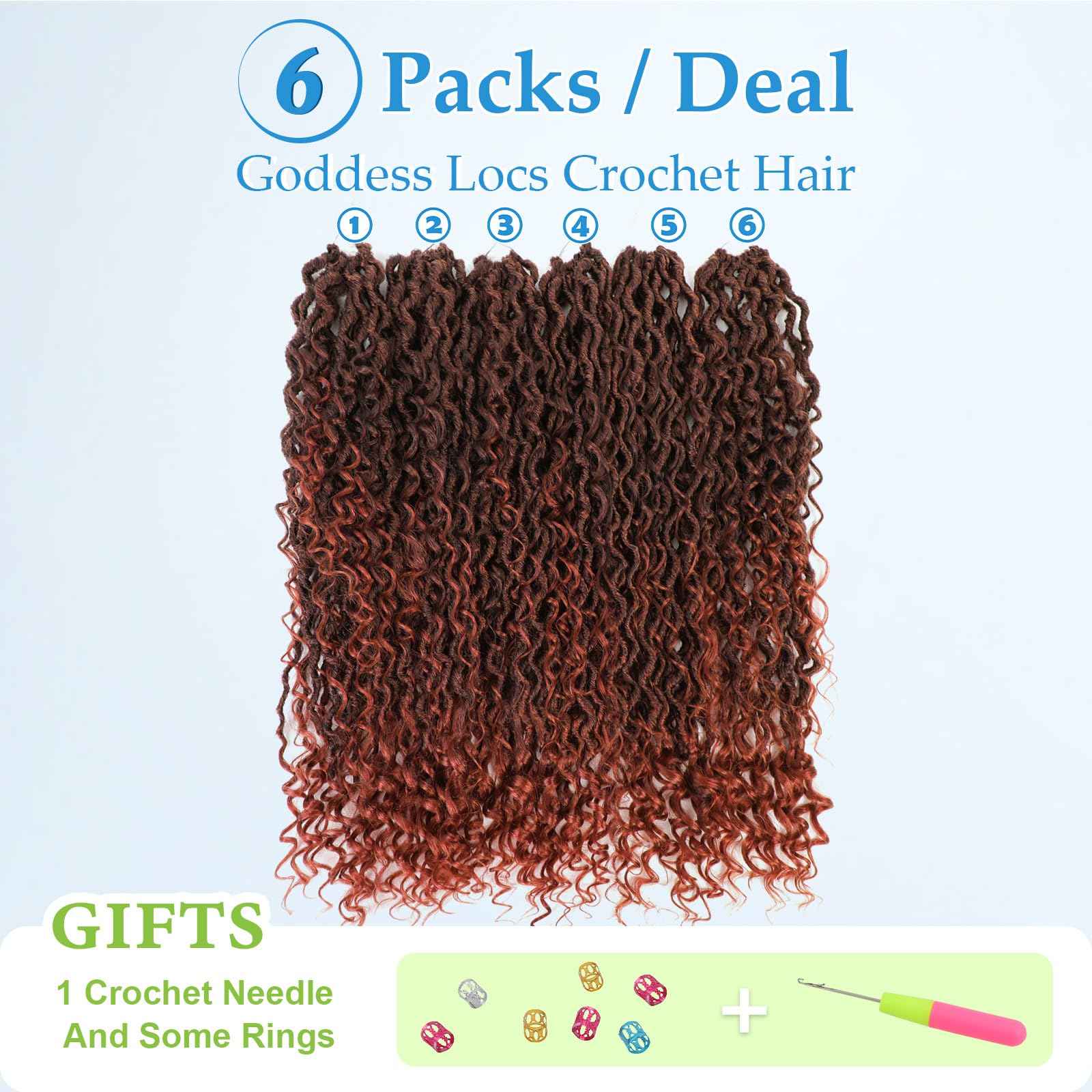 Forevery Goddess Locs Crochet Hair 18 Inch Faux Locs Crochet Hair for Black Women PreLooped 6 Packs Crochet Locs With Curly Ends T350