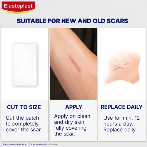 Elastoplast Scar Reducer Plasters (21 Pieces), Quick and Convenient Scar Cover Up Treatment, Scar Sheets to Reduce Visbility of Scars, Scar Plaster Pack for Quick Results