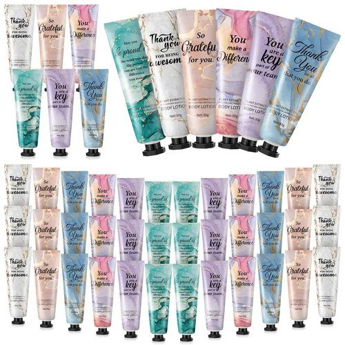 36pcs Mini Body Lotion Bulk Christmas Stocking Stuffers Inspirational Employee Appreciation Team Gifts for Women Travel Size Dry Skin Hand Cream Lotion for Teachers Day Christmas Staff Coworker Women