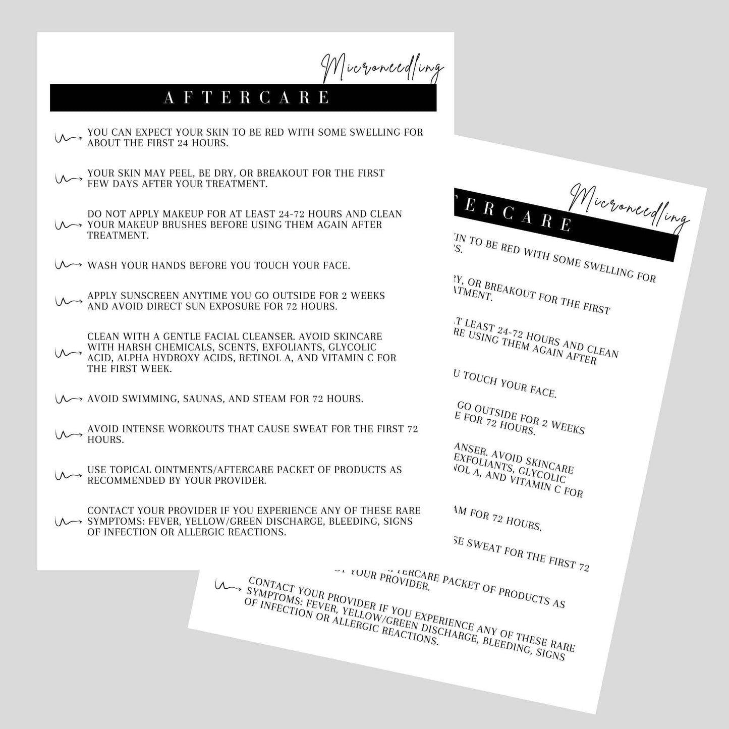 Microneedling Intake Forms, Consent, Aftercare Instructions | 75pk 25 of Each | Skin Rejuvenating Microneedling | Anti Aging, Anti Wrinkle | 8.5 x 11” Client Intake Signature Minimalist Black White