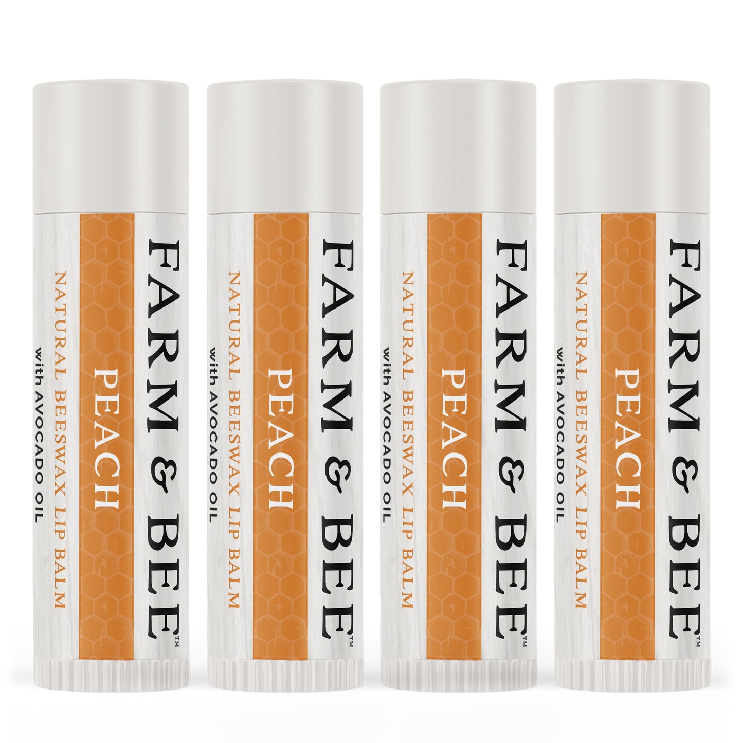 Natural Lip Balm - Organic & Natural Ingredients - Beeswax Based Moisturizing Lip Care Chapstick for Chapped Lips - Great Gift Idea - Farm & Bee - 0.15oz (Pack of 4 - Peach)