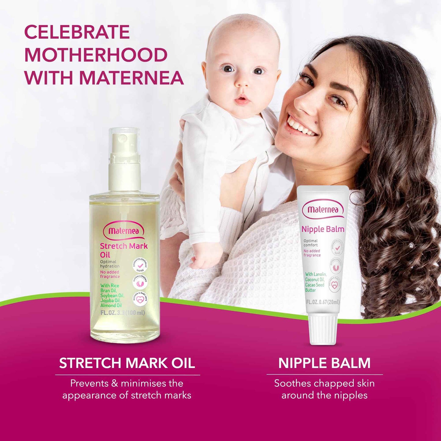 Maternea Stretch Mark Cream for Pregnancy – Nourishing Maternity Skin Care with Almond, Jojoba Oils, Vitamins C and E – Helps Hydrate and Improve The Look of Stretching Skin – 7.44 FL. OZ. (220ml)