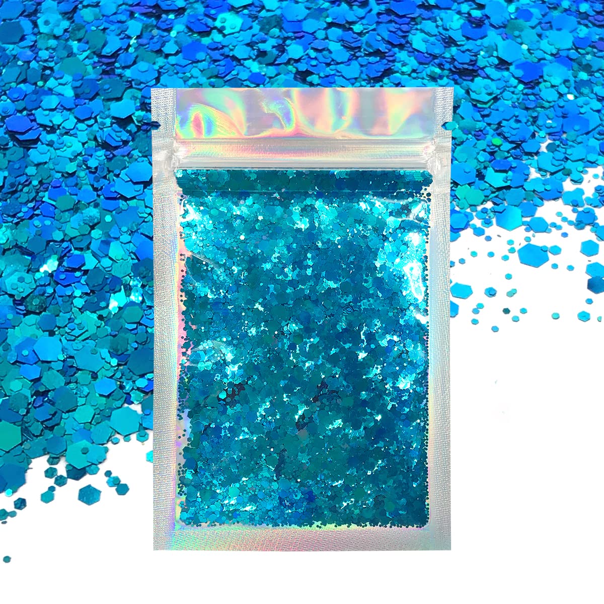 Blue Face & Body Glitter - Cosmetic Grade Chunky Glitter - Color Shift - Uses Include: Festivals, Raves, Face, Body, Nails, Resin, Arts, Crafts, Resin, Tumblers, Bath Bombs - Solvent Resistant