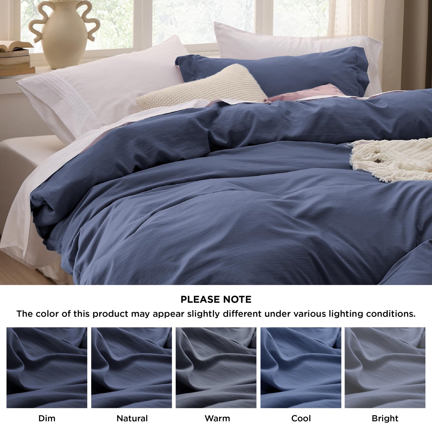 Bedsure Navy Twin Duvet Cover Set - Soft Prewashed Duvet Cover Twin Size, 2 Pieces, 1 Duvet Cover 68x90 Inches with Zipper Closure and 1 Pillow Sham, Comforter Not Included