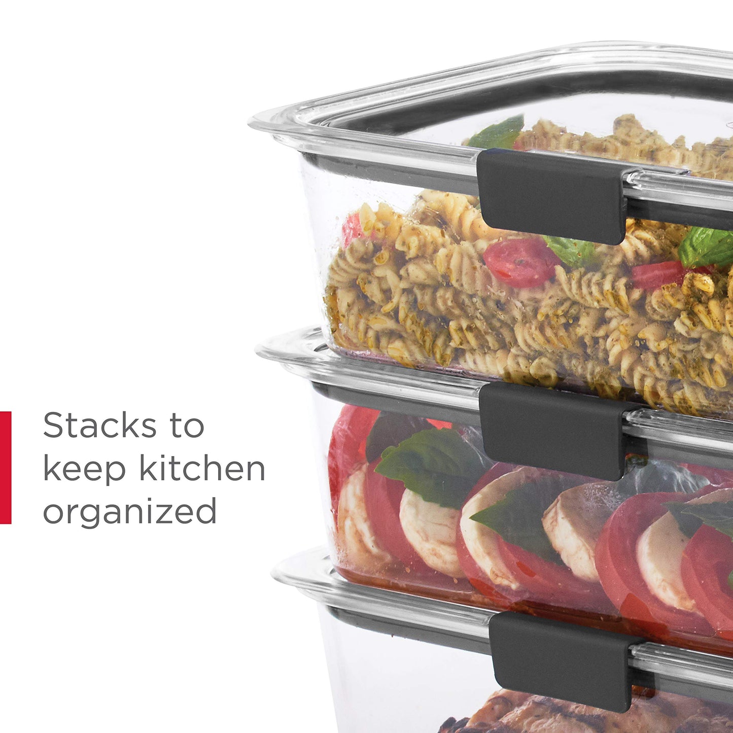 Rubbermaid Brilliance BPA-Free 3 Set Food Storage Containers with Lids, Removable Trays, Airtight, Leak-Proof, Ideal for Meal Prep, Lunch, and Leftovers