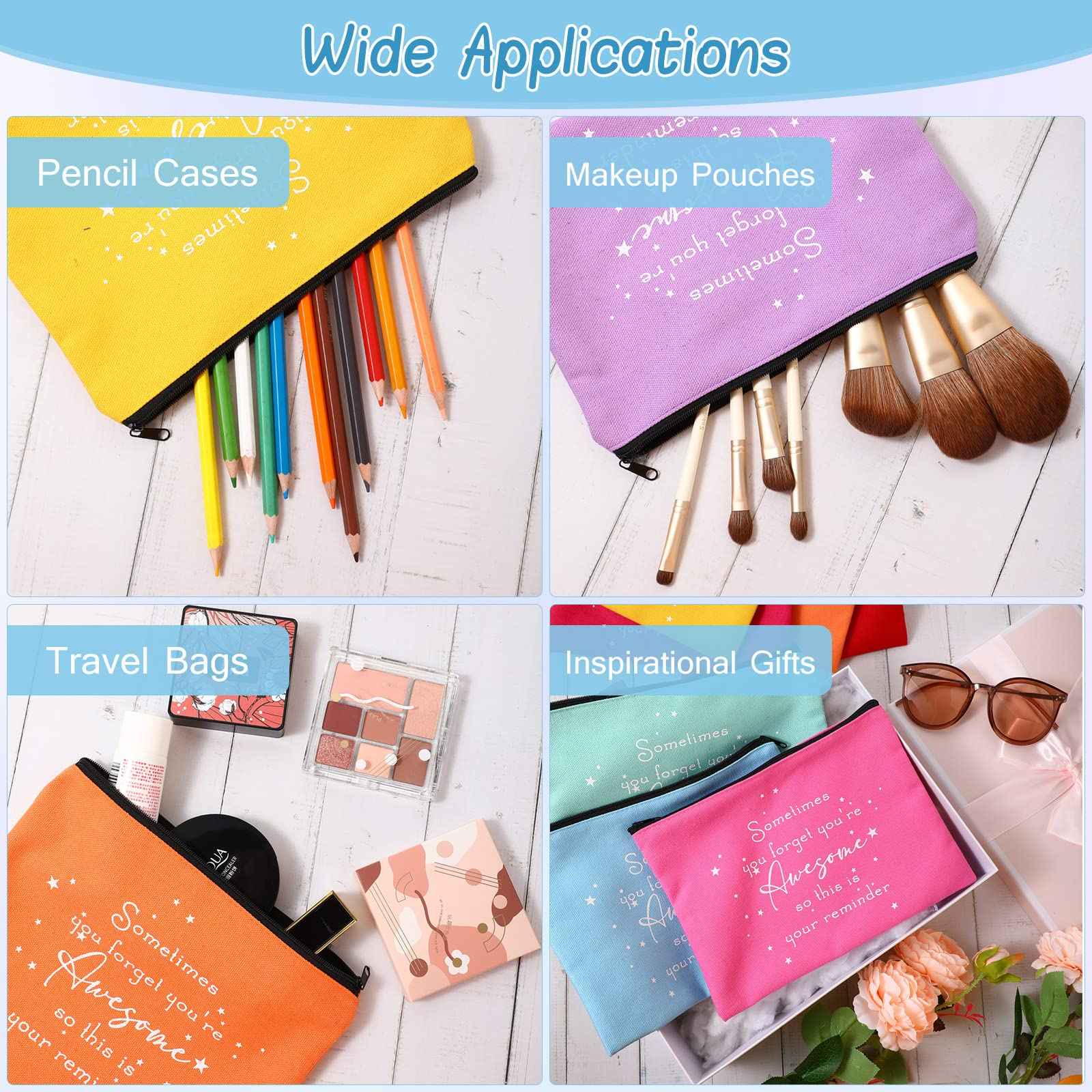 Sieral 24 Pcs Inspirational Makeup Bag Appreciation Christmas Teacher Gift for Women You're Awesome Cosmetic Bags Employee Motivational Gift for Vet Tech Coworker Medical Assistant Team(Bright Color)