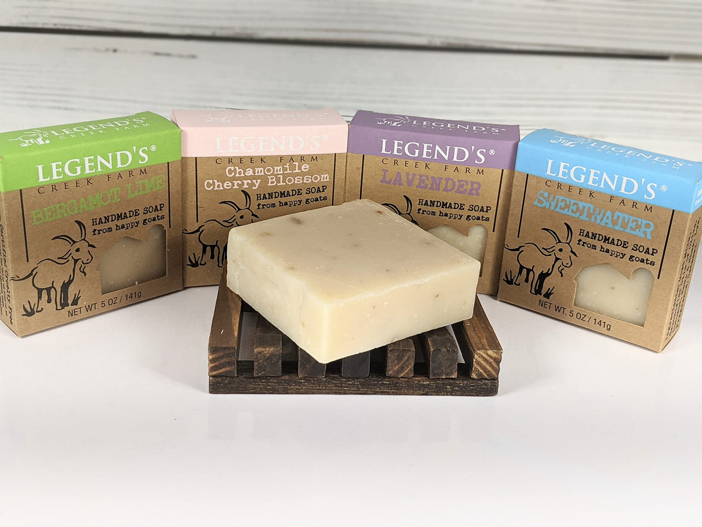 Legend's Creek Farm Goat Milk Soap - Cleansing Moisturizing Soap Bar for Hands and Body - 5 Oz Natural Soap for Sensitive Skin, Handmade in USA (4-Pack: Lime, Cherry, Sweetwater, Lavender)