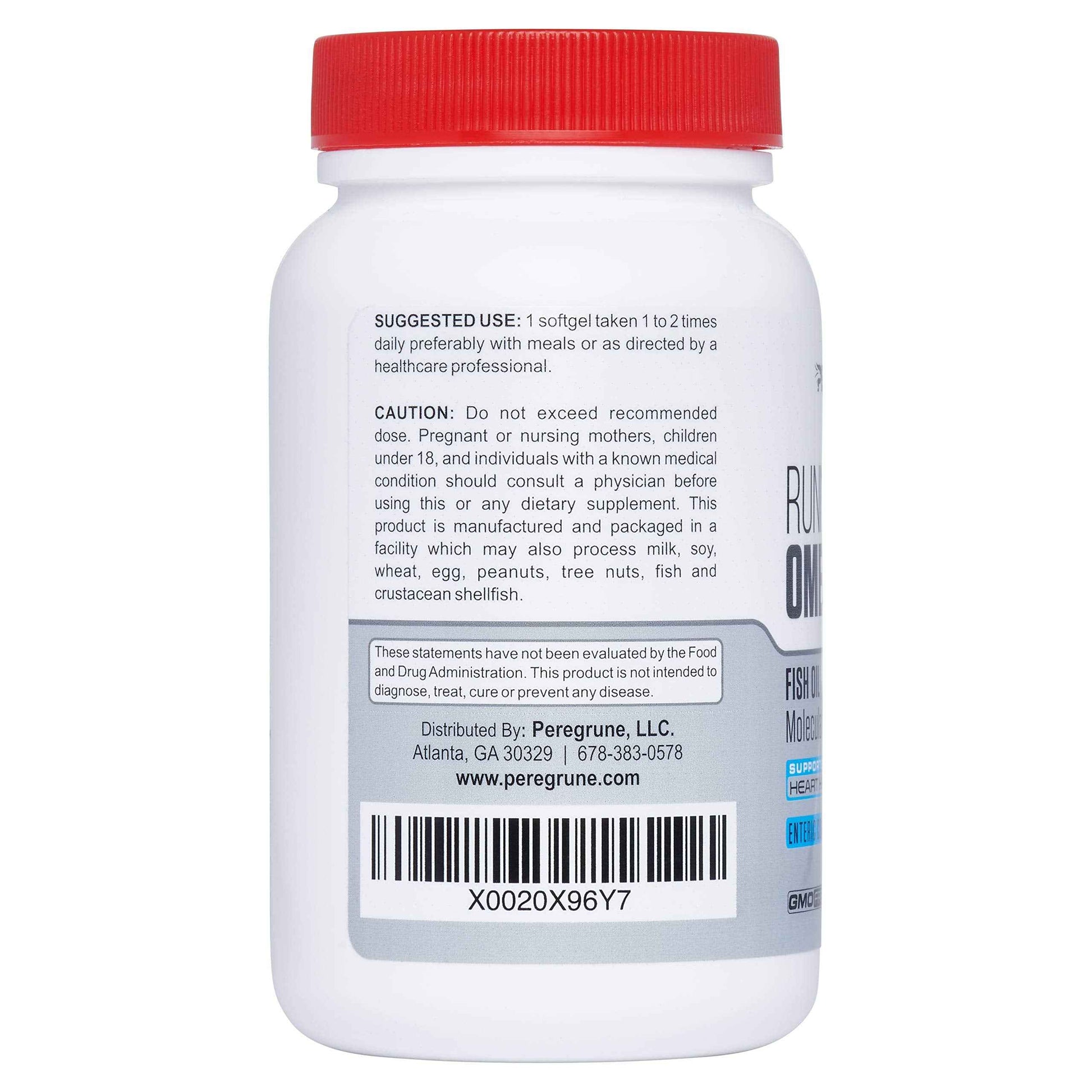 PEREGRUNE Runner Omega 3 Fish Oil – Triple Strength Nutritional Sport Supplement - Helps Support Heart & Joint Health for Running with Omega- EPA & DHA - 1000 mg, 1 Month Capsules for Men and Women