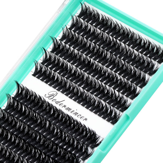 Bodermincer Black/Colored Cluster Lashes 240pcs 20D/40D DIY Eyelash Extension D Curl Long Individual Lashes Mixed Tray Faux Mink Lash Clusters Extensions 8-22mm (50D-14MM)