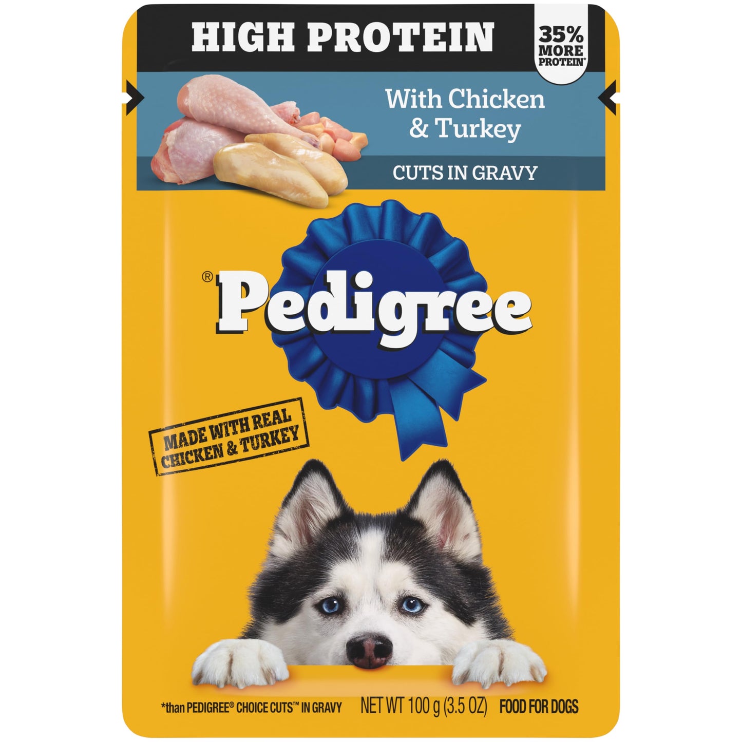 Pedigree High Protein Adult Soft Wet Dog Food Chicken & Turkey, 3.5 oz. Pouches, 16 Pack