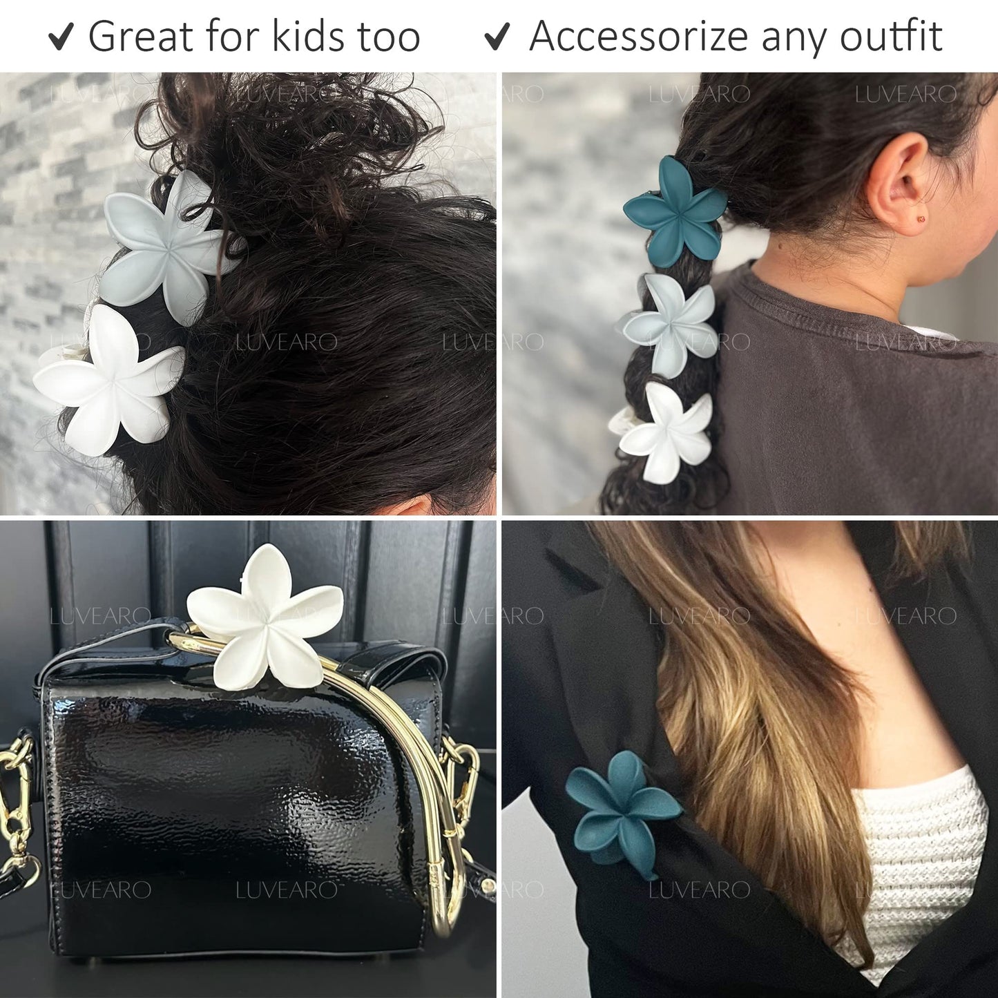 Luvearo Matte Flower Claw Hair Clips - Nonslip Aesthetic Hair Accessories for Thick or Thin Hair