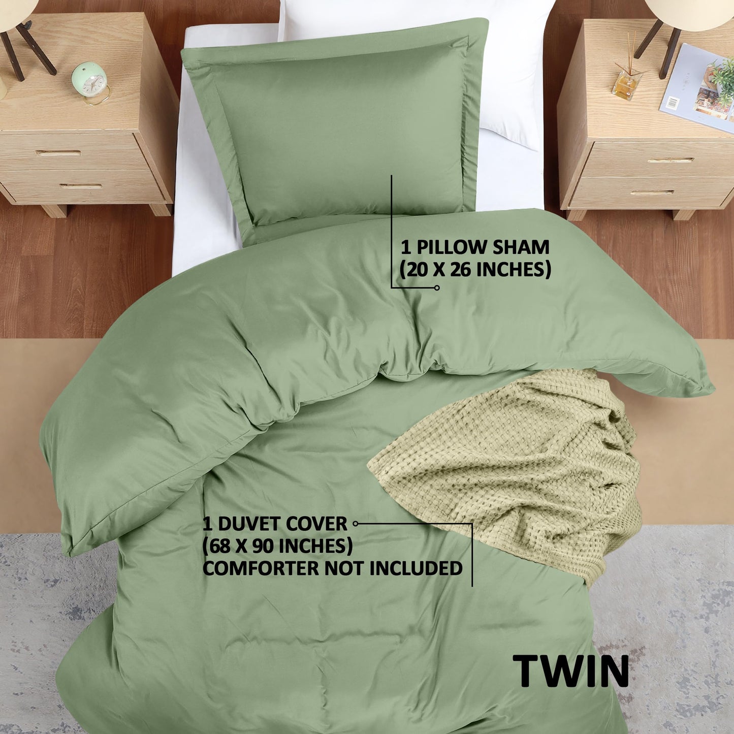 Utopia Bedding Duvet Cover Twin Size - 1 Duvet Cover with 1 Pillow Sham - 2 Pieces Bedding Duvet Cover with Zipper Closure - Soft Brushed Microfiber, 68 X 90 Inches (Pack of 10, Twin Sage)