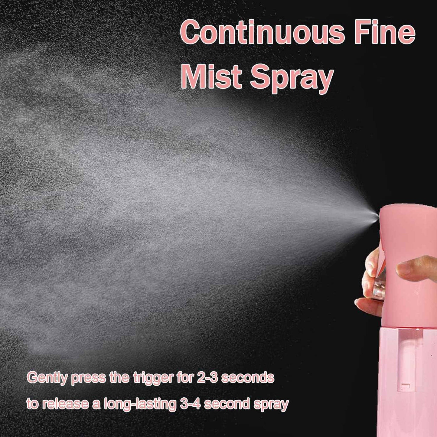 ESSKAM Hair Spray Bottles, Continuous Spray Bottle, Fine Water Mist Spray Bottles for Hair, 2-Pack 6.8 OZ (200 ML) Mister Spray Bottle for Cleaning,Plants,Barbers,Pink