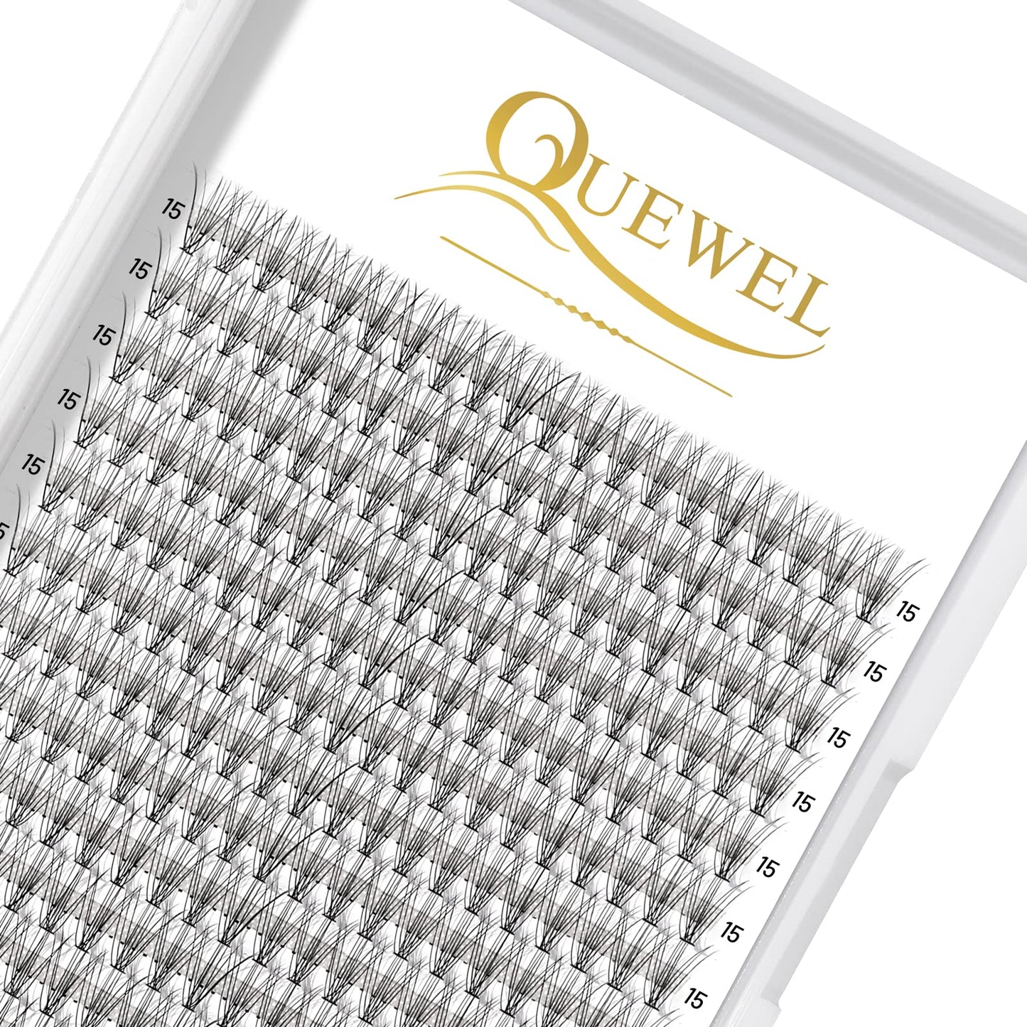 QUEWEL Cluster Lashes 240Pcs Individual Lashes 10D 0.10D Curl 15mm Knot-Free Lash Extensions Clusters Lashes Soft&Natural False Eyelashes Individual DIY Eyelash Extension at Home(10D 0.10D 15)