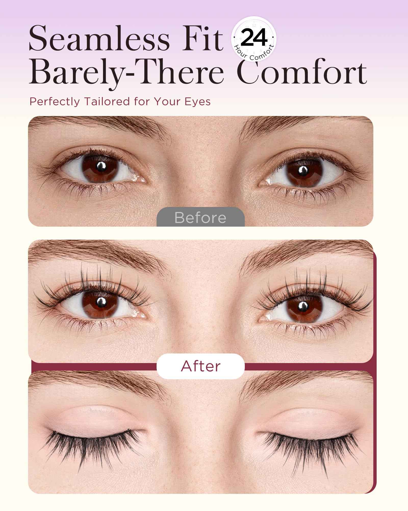 BEYELIAN Magnetic Eyelashes with Applicator Kit, Upgrade Soft Magnetic False Eyelashes Natural Look, No Glue Needed Reusable Magnetic Lashes for Eye Makeup (Lightweight & Comfortable)