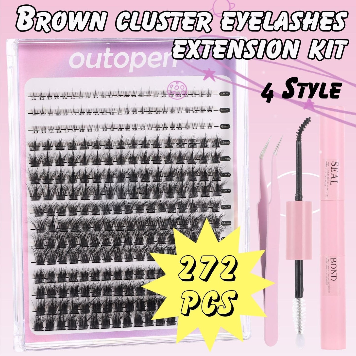 Eyelash Clusters Extension Kit, 40D+60D Mix 12-18mm Individual Lashes with Bottom Lashes With Tweezer Lash Glue, Manga Wispy Cluster Lashes DIY at Home (Black-SET2)