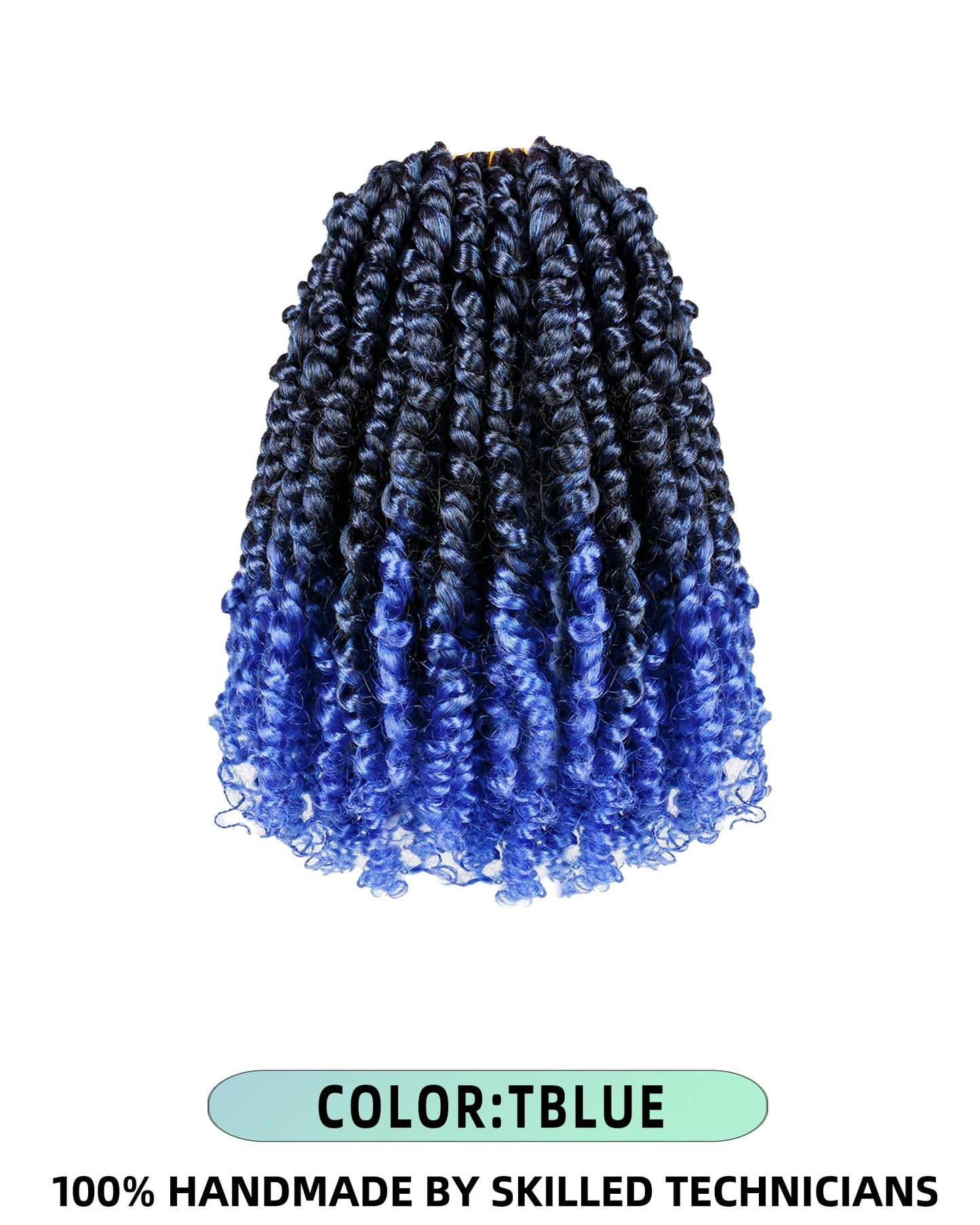 Pre Looped Pretwisted 10 Inches 8 Packs Passion Twist Crochet Hair for Black Women-Omber Blue,Soft Lightweight Hair Extension(10"-8 Packs,T1B/Blue)