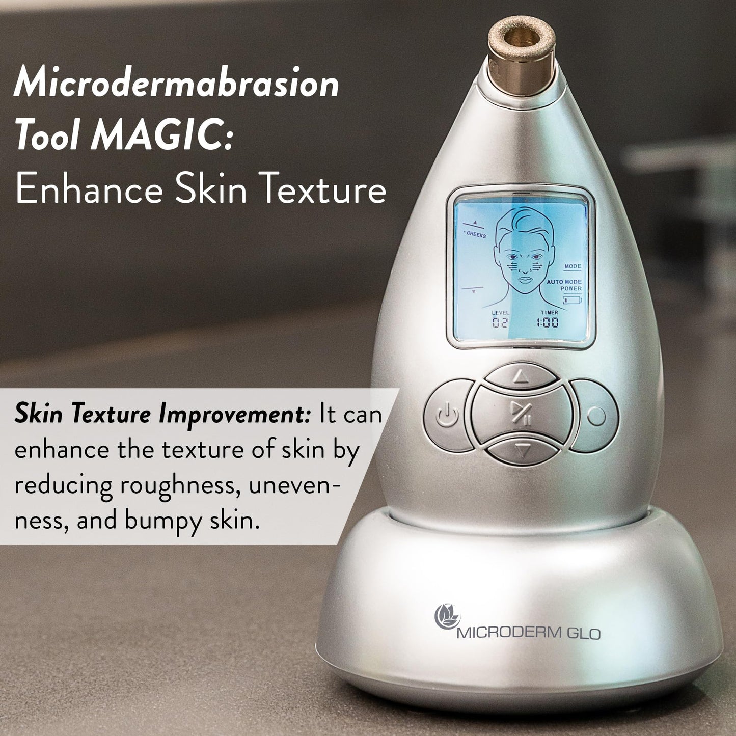 Microderm GLO Diamond Microdermabrasion Machine - Best Gift for Women - Dermabrasion & Anti Aging Wrinkle Skincare - Home Facial Treatment System - Blackhead Remover & Exfoliator for Acne Scars