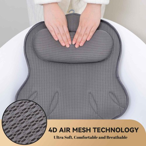 Extra Thick Bath Pillows for Tub-Luxury Bathtub Pillow for Head Neck and Back Support, Soft 4D Air Mesh Bath Pillow with Strong Suction Cups, Relaxing Bath Accessories Spa Gifts for Women