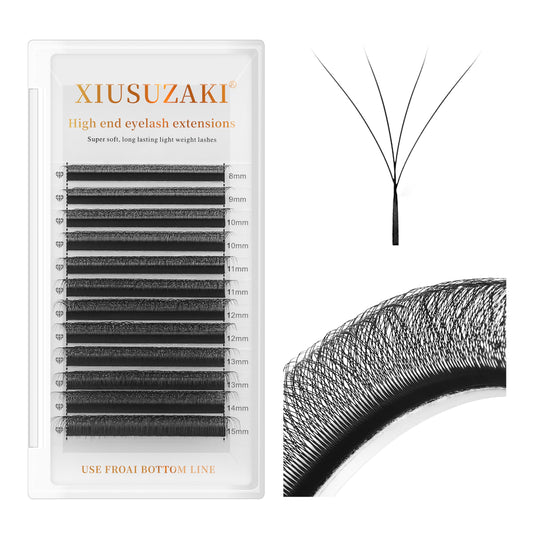 Lash Extensions 4D Eyelash Extensions W Lashes 0.07mm Thickness D Curl Lashes Mix 8-15mm Soft Lash Trays Pestañas Pelo a Pelo Natural Matte Black False Eyelashes Individual Lashes(W-4D-0.07-D,8-15mm)