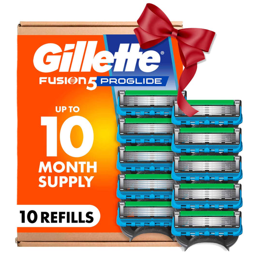 Gillette Fusion5 ProGlide Razor Refills for Men, 10 Razor Cartridges for FlexBall Razor Handle, 5-Blade Razor Blades, Precision Trimmer for Men