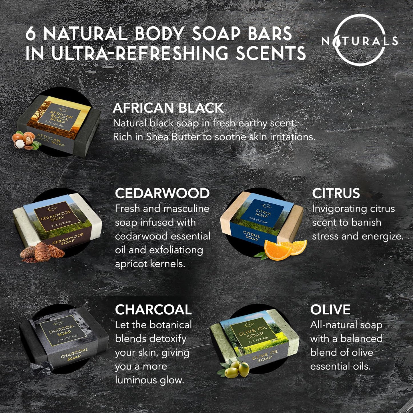 O NATURALS Exfoliating Soap Bar with Dry Mint Leaves - Medium Grit Mens Soap, Natural Exfoliating Bar Soap for Men, Peppermint Soap Bar - Face Soap, Moisturizing Mens Face Bar Soap, Mens Soap Bar