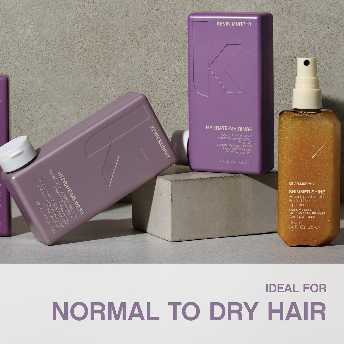 KEVIN.MURPHY HYDRATE-ME.WASH & RINSE - Travel Size - Hydrating Shampoo for Natural & Coloured Hair - Moisturising Conditioner - For Dull, Parched & Dry Hair - 250 mL / 8.4 fl oz