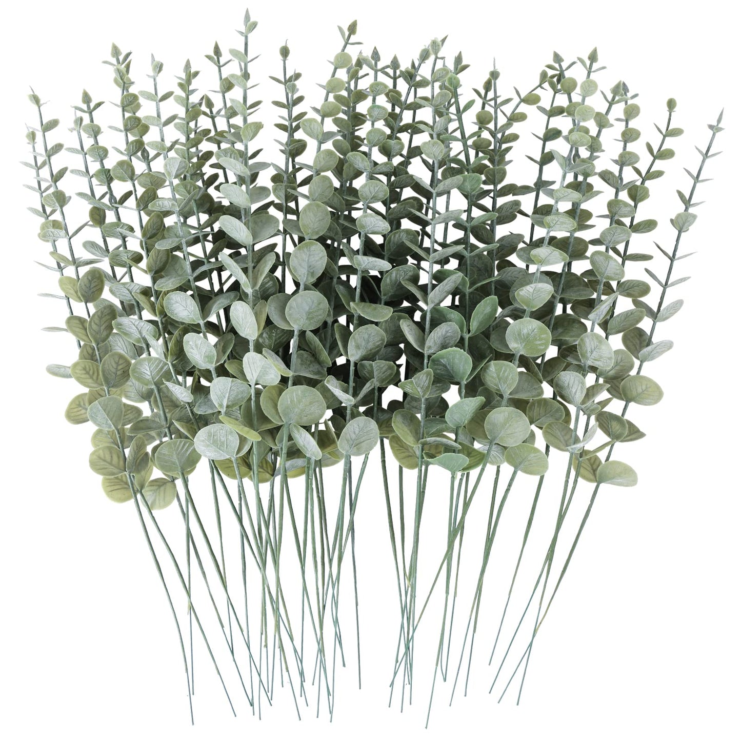 CEWOR 50pcs Artificial Eucalyptus Stems Fake Eucalyptus Leaves Stems Real Touch Leaf Branches for Flower Bouquet Wedding Easter Centerpiece Spring Home Office Decor